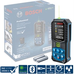 Лазерный дальномер BOSCH GLM 50-27 GC c Зелёным Лучом (дальность до 50м, Bluetooth, Bosch MeasureOn, измерения угла наклона 0 – 360° (4 x 90°), IP65) - копия - фото 197589