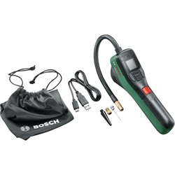 BOSCH EasyPump Насос аккумуляторный для накачки колес, шаров в сумке с 4 насадками (USB-C 3.6V, 3.0Ah, давление 150PSI/10.3 бар, 9 л/мин) - фото 208479