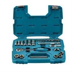 MAKITA B-65589 Набор головок в чемодане (23 предмета 1/2": трещотка, головки, удлинитель) - фото 210772