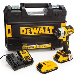 DeWalt DCF887D2 Гайковерт ударный аккум в чемодане (18V, 2.0Ah*2, 205Нм, 1/4", 3 скор, 3800об/мин) - фото 223921