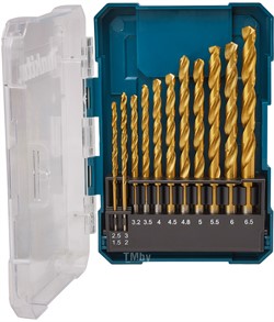 MAKITA D-72855 Набор сверл по металлу HSS-TiN Economy. 13 шт. (1.5-6.5 мм) - фото 225232