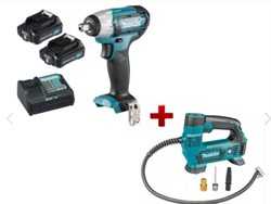 MAKITA TW141DWAEA1 Набор: Гайковерт TW141DWAE в чем.(12V, 2*2.0Ah,1/2 ")  + компрессор MP100DZ - фото 225258