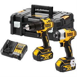 DeWalt DCK2062M2T Набор: Шуруповерт DCD709 + гайковерт DCF809 в TSTAK II (18V, 2*4.0Ah, 65/190Нм) - фото 226770