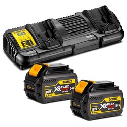 DeWalt DCB132T2 Набор: зарядное устройство двухпортовое DCB132 (12/18V/54V) + аккумуляторы (2*6.0Аh) - фото 227571