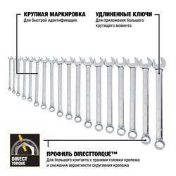 DeWalt DWMT19237-1 Набор комбинированных ключей 18 шт. (6-24 мм) - фото 228238