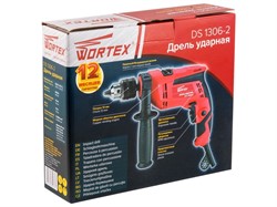 Дрель ударная WORTEX DS 1306-2 в кор. 650 Вт, 1 скор, 25 мм в дер., ключевой патрон 13 мм. - фото 231000