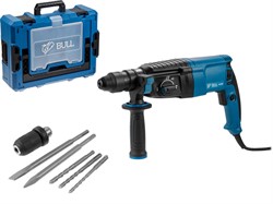 Перфоратор BULL BH 2602 в чем. Xcase 800 Вт, 3.0 Дж, 4 реж. + 2 зубила, 3 сверла, БЗП в комплекте - фото 232177