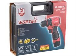 Аккум. дрель-шуруповерт WORTEX LX BD 1220 DLi 12В, 30 Нм, 2*1.5 Ач, патрон 10 мм, бесщёт. - фото 232225