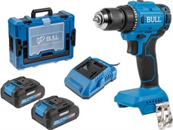 Аккум. дрель-шуруповерт BULL SR 1803 Xcase XLTpro БЕСЩЕТ., 2x2 А*ч, 18 В, 45 Н*м, БЗП 13 мм - фото 232365