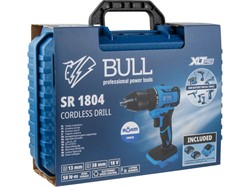 Аккум. дрель-шуруповерт BULL SR 1804 R-series Xcase XLTpro БЕСЩЕТ., Импульс., 18 В, 50 Н*м, 2х4 А*ч - фото 233003