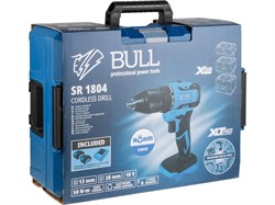 Аккум. дрель-шуруповерт BULL SR 1804 R-series в чем. XLTpro БЕСЩЕТ., Импульс., 18 В, 50 Н*м, 2х2 А*ч - фото 233068