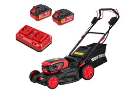 Газонокосилка аккум. WORTEX CLM 4536-4 в кор. XLT SET БЕСЩЁТ.ДВИГ., САМОХОД., 18В+18В, 2х4Ач акб - фото 233527