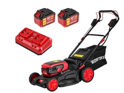 Газонокосилка аккум. WORTEX CLM 4536-4 в кор. XLT SET БЕСЩЁТ.ДВИГ., САМОХОД., 18В+18В, 2х6Ач акб - фото 233541