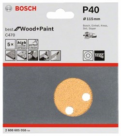 Bosch Шлифлист, в упаковке 5 шт. 115 mm, 40 [2608605058]