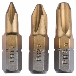 Набор из 3 насадок-бит Bosch Titanium (PH) PH1; PH2; PH3; 25 mm [2609255965]