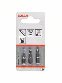 Bosch Набор из 3 насадок-бит Extra Hart PH2; PZ2; T25; 89 мм 2607001767