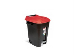 Контейнер для мусора пластик. 100л с педалью (красн. крышка) (TAYG) (421105)