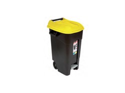 Контейнер для мусора пластик. 120л с педалью (жёлт. крышка) (TAYG) (423017)