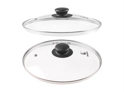 Крышка стеклянная, 240 мм, с металлическим ободом, круглая, PERFECTO LINEA (Стеклянная крышка на сковороду диаметром 24 см с паровыпуском изготовлена  (25-024020)