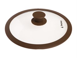 Крышка стеклянная, 240 мм, с силиконовым ободом, круглая, коричневая, PERFECTO LINEA (25-024315)
