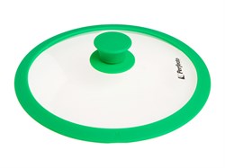 Крышка стеклянная, 240 мм, с силиконовым ободом, круглая, зеленая, PERFECTO LINEA (25-024313)