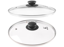 Крышка стеклянная, 280 мм, с металлическим ободом, круглая, PERFECTO LINEA (Стеклянная крышка на сковороду диаметром 28 см с паровыпуском изготовлена  (25-028020)