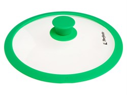 Крышка стеклянная, 280 мм, с силиконовым ободом, круглая, зеленая, PERFECTO LINEA (25-028313)