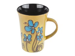 Кружка керамическая, 380 мл, цветы, желтая, PERFECTO LINEA (Супер цена!) (30-845913)