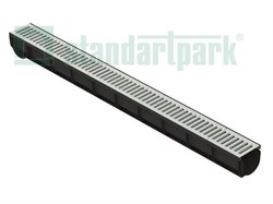 Лоток водоотводный пластиковый Spark cо стальной решеткой кл. А (лоток) (Стандартпарк) (88011)