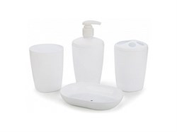 Набор аксессуаров для ванной комнаты Aqua, снежно-белый, BEROSSI (Изделие из пластмассы. Размер 160 х 100 х 230 мм (в упаковке)) (АС22101000)