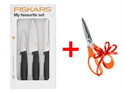 Набор ножей 3 шт. Functional Form Fiskars+Ножницы кухонные Classic Fiskars (ПРОМО) (FISKARS ДОМ) (1014199А)