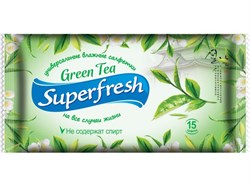 Салфетки влажные Green Tea 15 шт. Super Fresh (42215660)