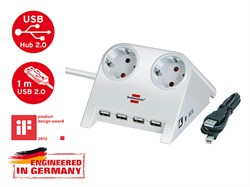 Удлинитель настол. 1.8м (2 роз., 4 USB порта, 3.3кВт, с/з, ПВС) Brennenstuhl бел. Desktop-Power-Plus (белый, провод 3х1,5мм2; сила тока 16А; с/з - с з (1153520122)