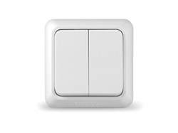 Выключатель 2 клав. (открытый) белый, Олимп, UNIVersal (О0023)