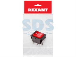 Выключатель клавишный 250V 15А (6с) ON-OFF-ON (RWB-509, SC-767) красный с подсветкой и нейтралью(инд (REXANT) (36-2390-1) [3623901]