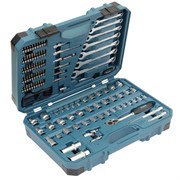 MAKITA E-06616 Набор ручного инструмента в чемодане (120 предметов:головки с трещоткой, биты, ключи)