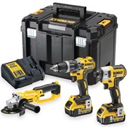 DeWalt DCK383P2T Набор: Шуруповёрт DCD796+ гайковёрт DCF887+УШМ DСG412 в TSTAK VI (18V, 2*5.0Ah)