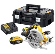 DeWalt DCS570P2 Дисковая пила аккум. в TSTAK VI (18V, 2*5.0Ah, 184x16 мм, пропил: 64 мм, BL-motor)
