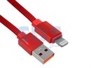 USB_кабель_для_iPhone_5678Х_моделей_шнур_ткань_плоский_1М_красный_REXANT_1819689